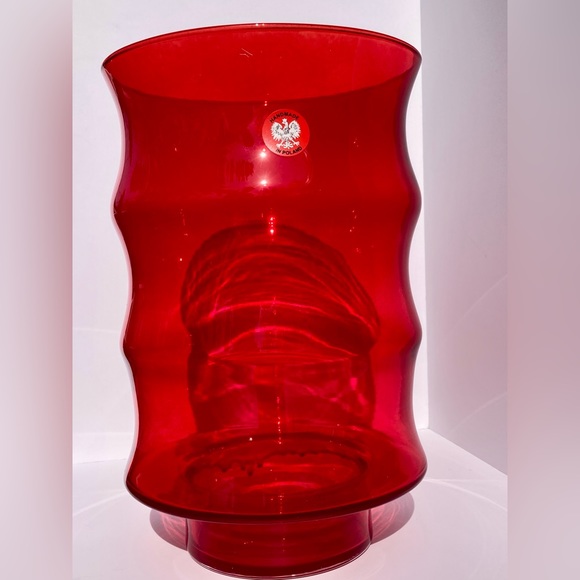 Vintage Mid Century Handmade in Poland Large Art Glass Vase 11.75" Tall Bamboo - Picture 12 of 16